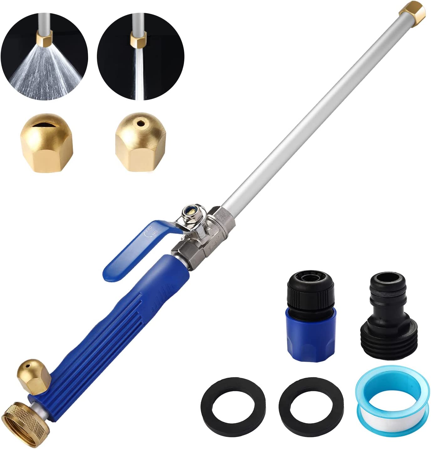 💦🚿 High-pressure water gun – 3 interchangeable nozzles, durable aluminium alloy & powerful