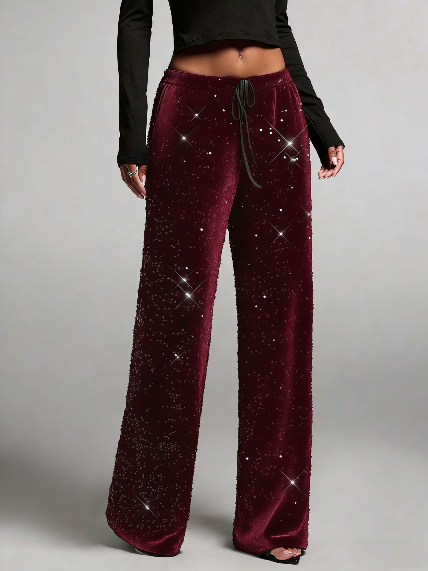 🥰Women's Sequin Sparkle Wide Leg Pants with Elastic Waistband