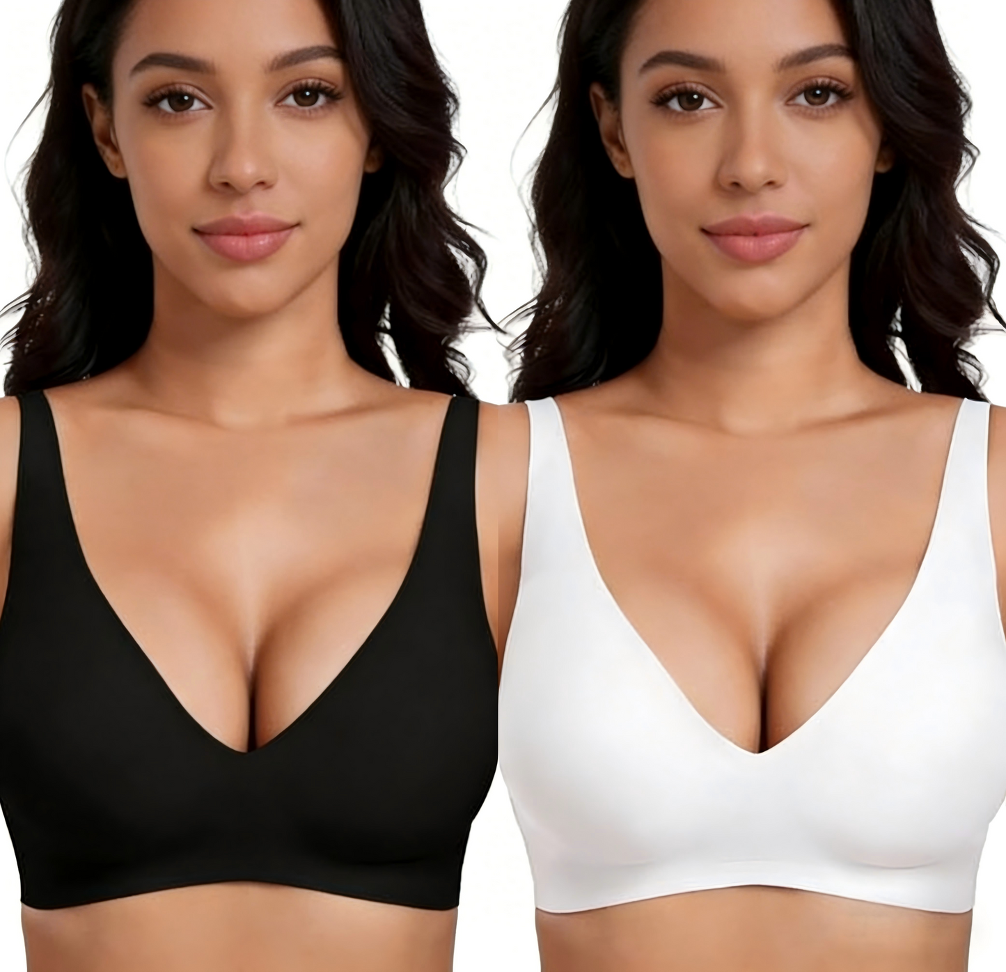 💕Women’s Comfortable Wireless Bras Push Up Bralettes Seamless Tshirts Bras Deep V Everyday Bras