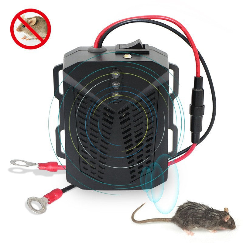 12V Ultrasonic Car Rodent Repeller with LED Strobe Lights