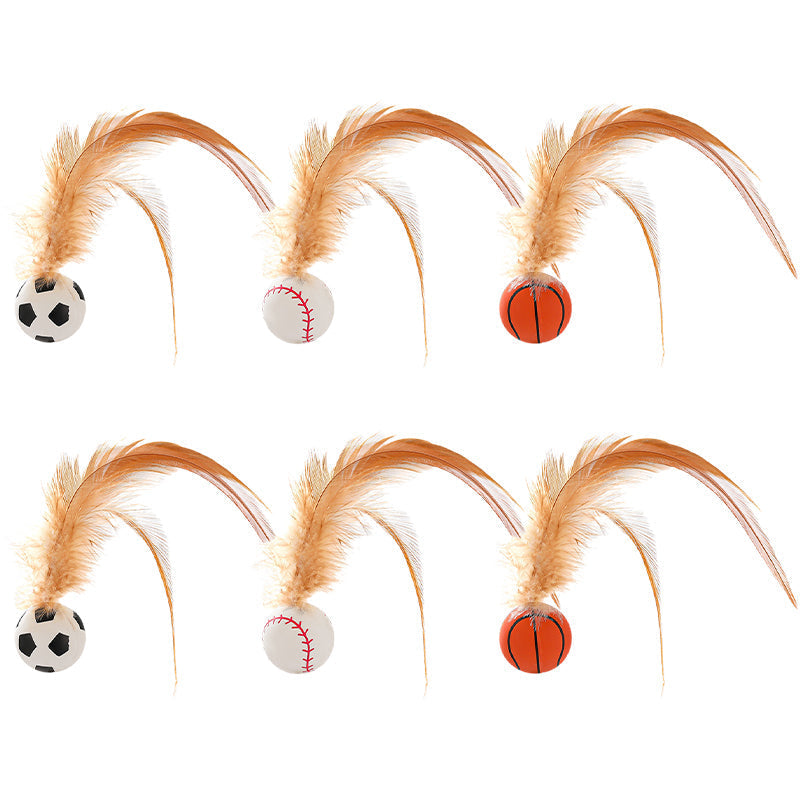 Interactive Cat Bouncy Ball with Feather