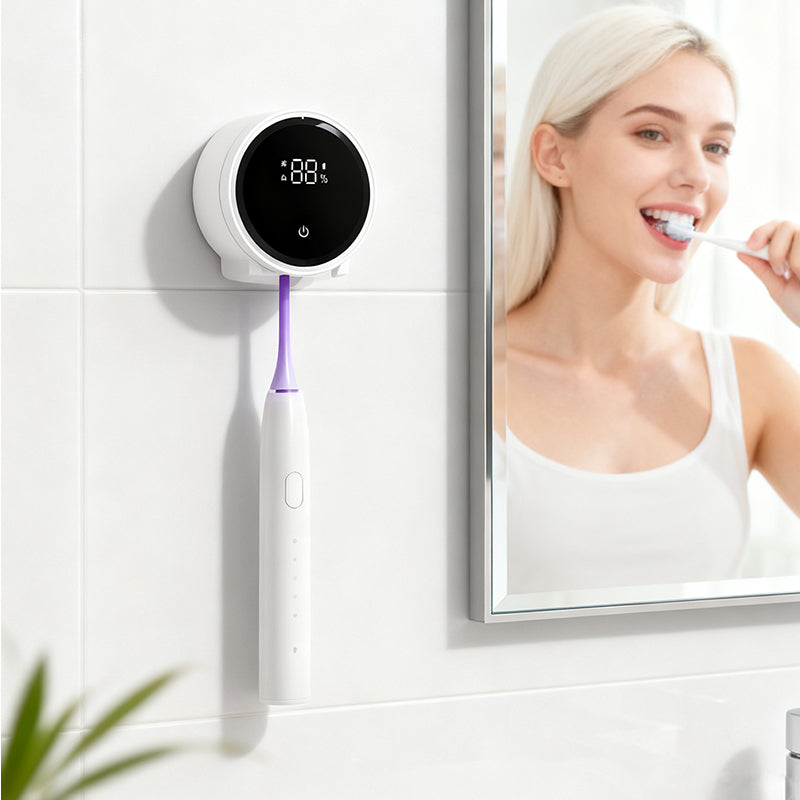 💎UV Toothbrush Sanitizer Wall Mounted - Rechargeable with LED Smart Screen