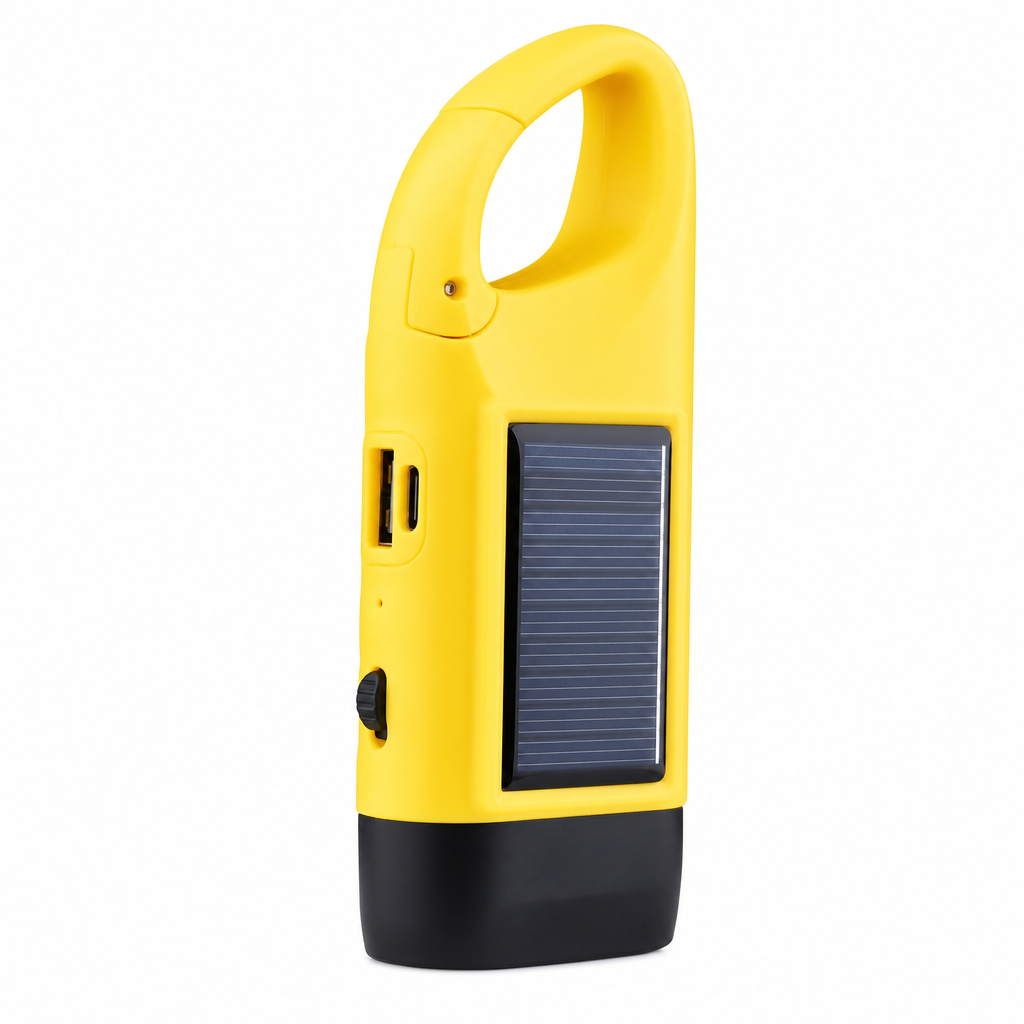 Portable Hand Crank and Solar Powered Flashlight