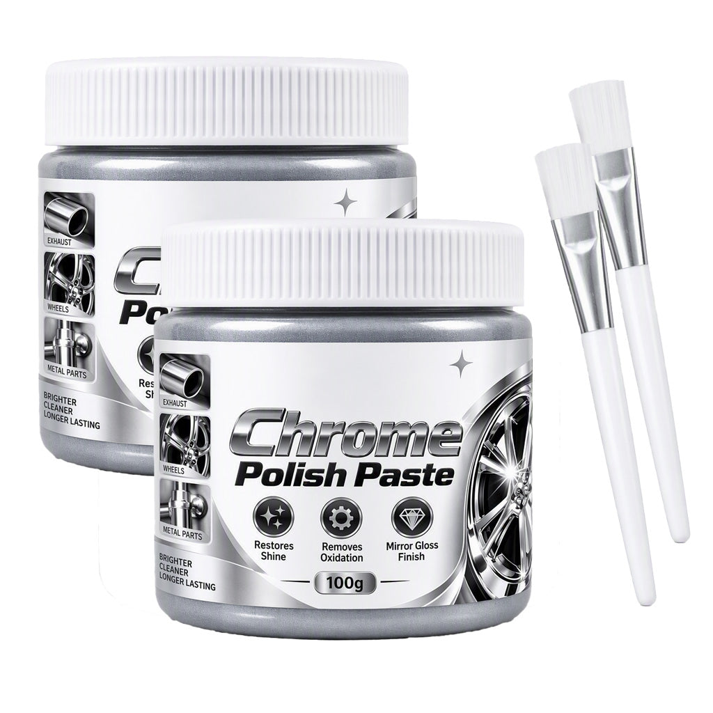 Metal Chrome Polish & Restorer Paste with Brush