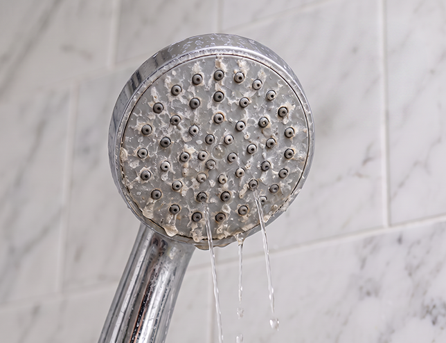 Shower head before cleaning