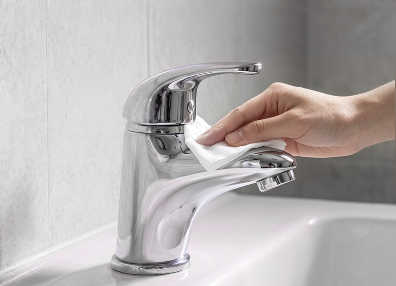 Wipe and rinse the bathroom surface