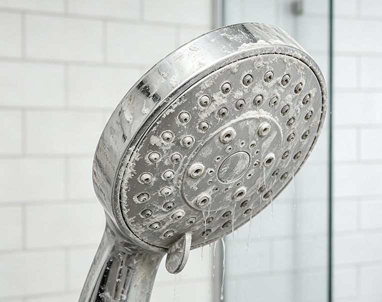 Weak water flow and clogged showerheads