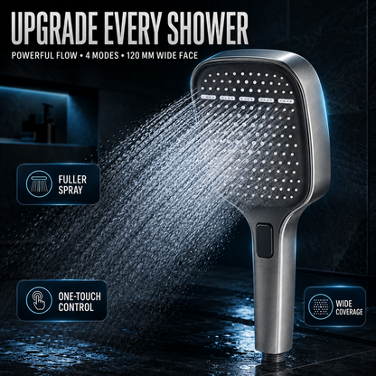 High Pressure Shower Head, 4 Mode Handheld Sprayer Rainfall Water Saving forBathrooms – Easy DIY Fit