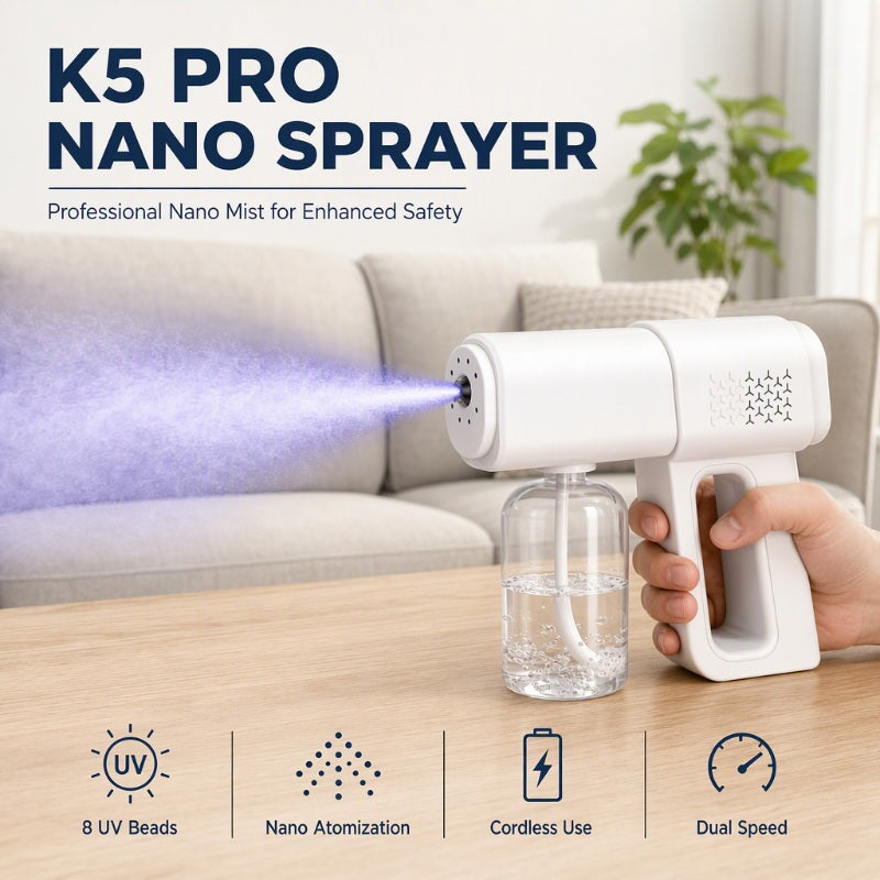 Wireless Handheld Nano Disinfection Spray Gun with Blue Light