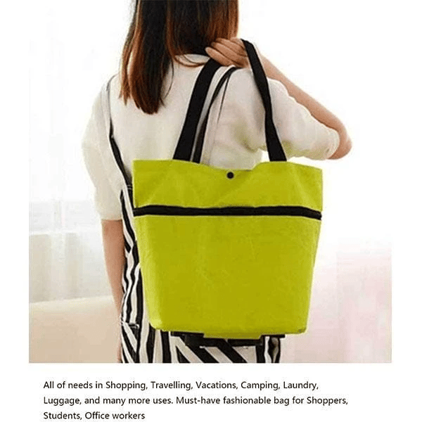 2-in-1 Shopping Bag Foldable Green Bag