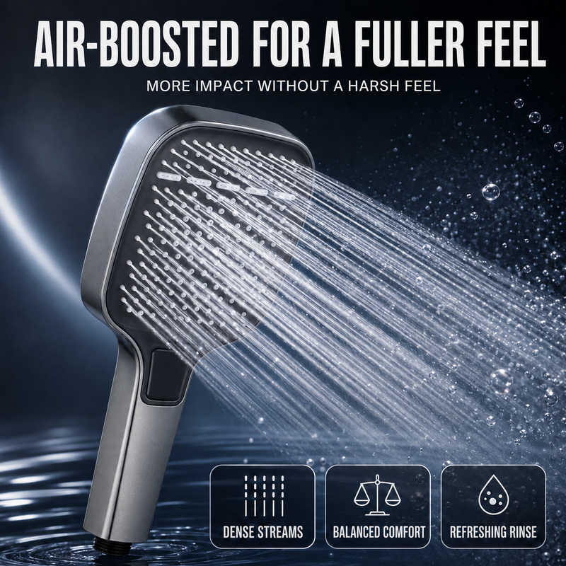 High Pressure Shower Head, 4 Mode Handheld Sprayer Rainfall Water Saving forBathrooms – Easy DIY Fit