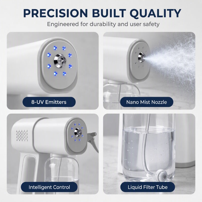 Wireless Handheld Nano Disinfection Spray Gun with Blue Light