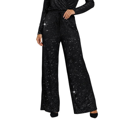 🥰Women's Sequin Sparkle Wide Leg Pants with Elastic Waistband