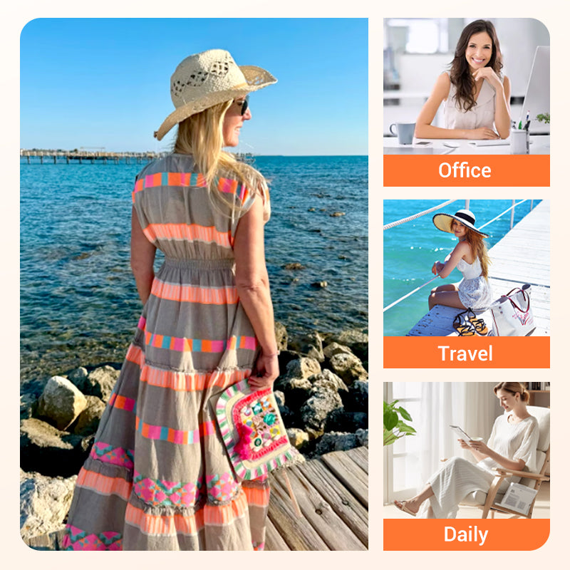 💕What should I wear tomorrow?💕Women's Loose V-Neck Vintage Stripe Pattern Sleeveless Dress