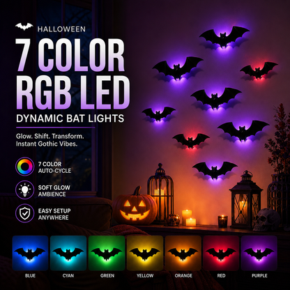 Halloween Bat Wall Stickers – No adhesive needed, peel & stick. Remove without residue – perfect for doors, windows & walls!