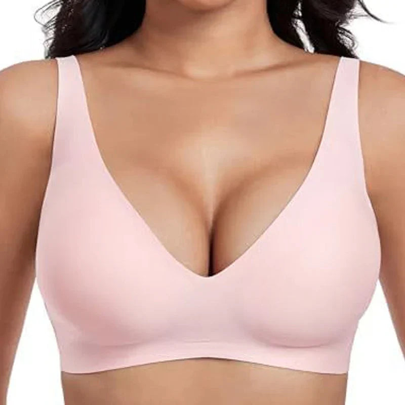 💕Women’s Comfortable Wireless Bras Push Up Bralettes Seamless Tshirts Bras Deep V Everyday Bras