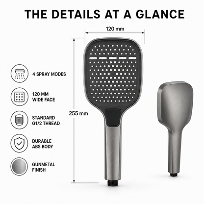 High Pressure Shower Head, 4 Mode Handheld Sprayer Rainfall Water Saving forBathrooms – Easy DIY Fit