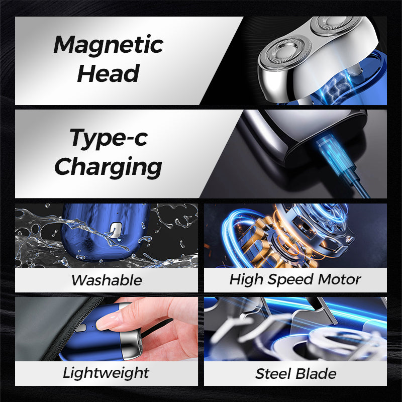 🎁Hot Sale🔋 Mini double-ended shaver! 0.1mm Knife Mesh 7500 rpm motor