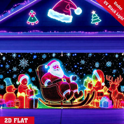 🎅 HOLIDAY HAUL SALE🎇🚪UV Activated Christmas Garage Door Cover Banner, Glows in Dark🔥🎉