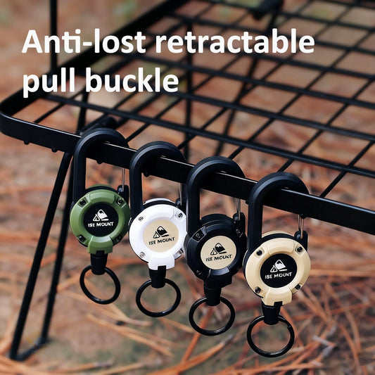 🏆Keychain with retractable carabiner 🎣 – 65 cm steel lanyard, sturdy badge holder, lightweight EDC accessory for keys, ID cards, and outdoor use