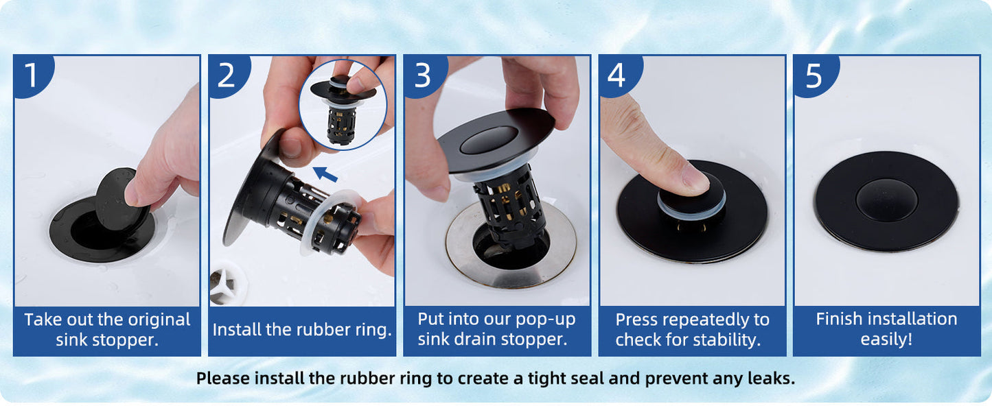 Upgraded 3-in-1 Bathroom Sink Drain Strainer