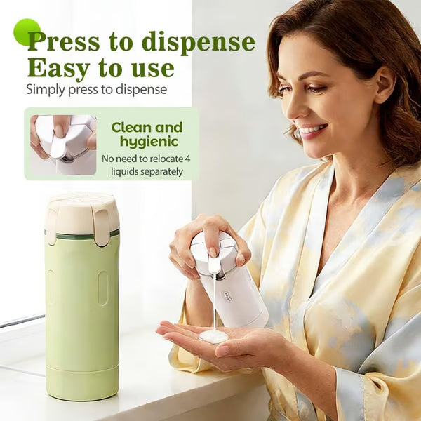 🧴4-in-1 Travel Dispenser Bottles – Leak-Proof, Refillable