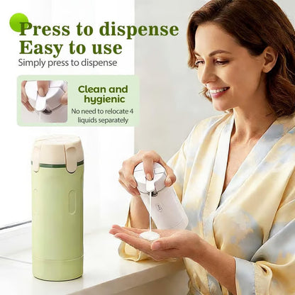 🧴4-in-1 Travel Dispenser Bottles – Leak-Proof, Refillable