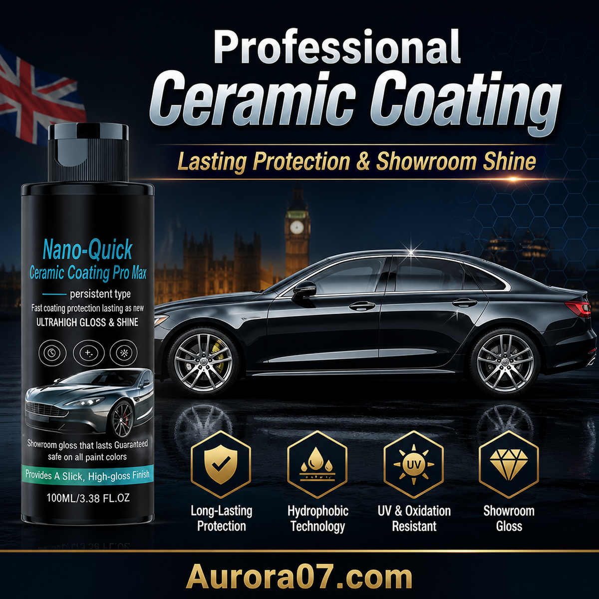 High-Gloss Hydrophobic Nano Ceramic Coating Spray