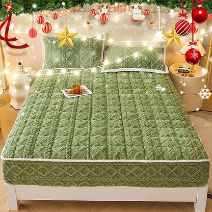 🛏️WARM FITTED BED SHEET - Brushed Flannel & Deep Pocket (Up to 40cm), Non-Slip Corners for All-Season Comfort