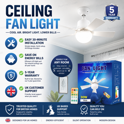 ❄️2-in-1 Portable Ceiling Fan & Light With Remote Control