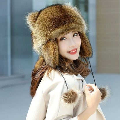 🎁Cute Faux fur Raccoon Tail Parent-Child Plush Hat
