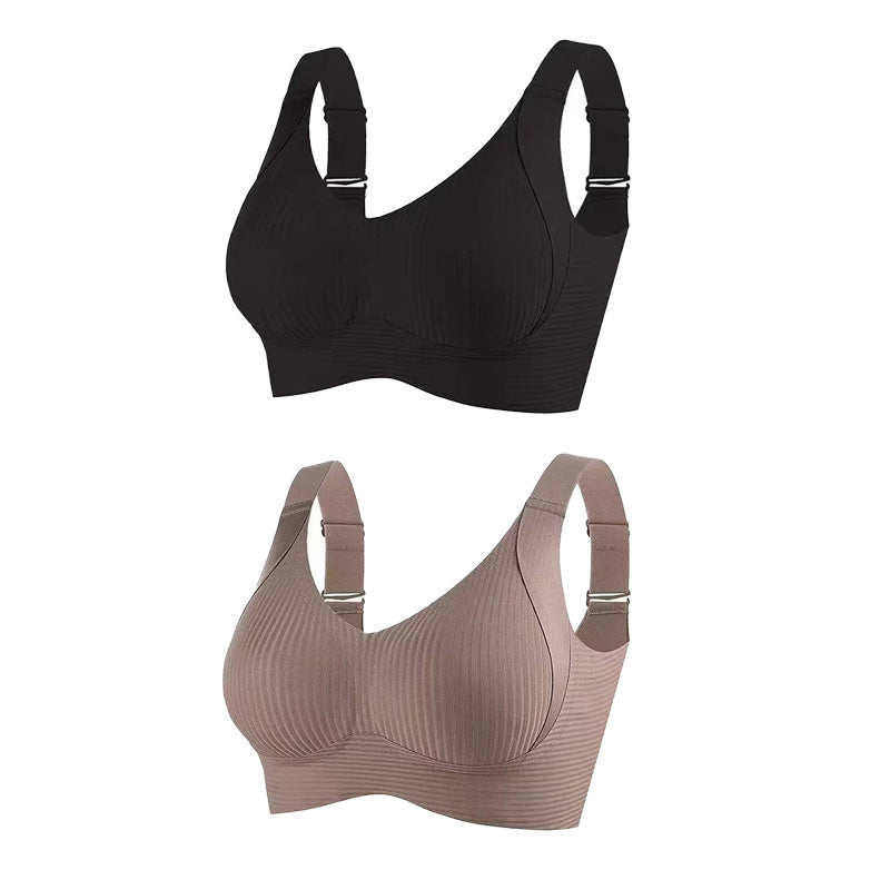 💕Subtle Striped Seamless Bra with W-Support – Comfort & Style!