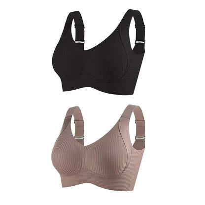 💕Subtle Striped Seamless Bra with W-Support – Comfort & Style!