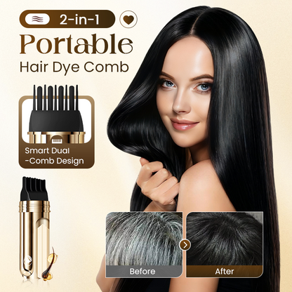 ✨ 2-IN-1 HAIR DYE COMB - Precision Application for Gray Coverage, Non-Drip Formula with Nourishing Argan Oil, 5 Min Processing Time✨