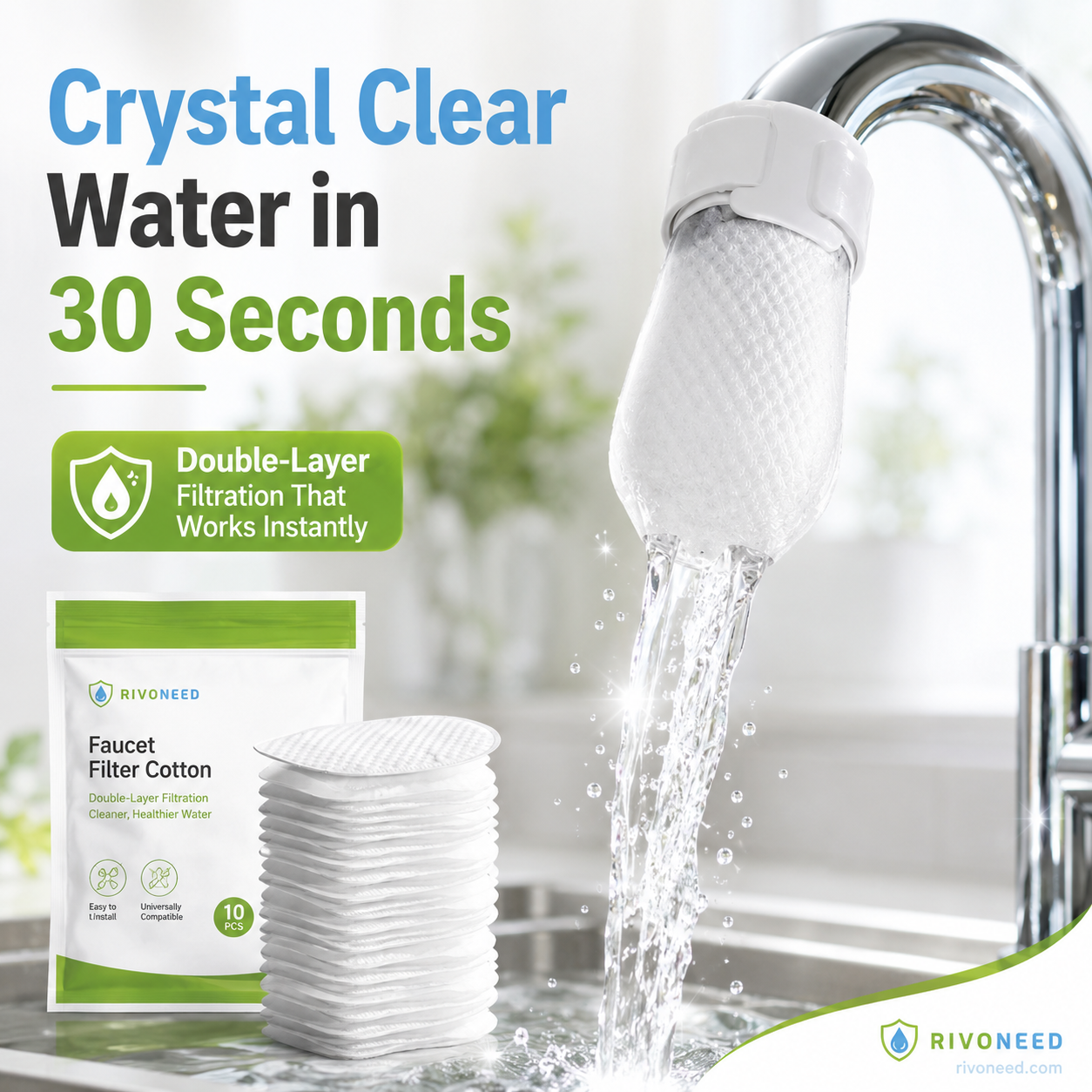 💥Anti-Splash Kitchen Faucet Cotton Filter for Sediment & Rust Removal