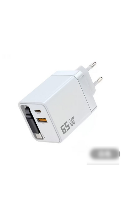💥65W Fast Charging Phone Charger Block with Retractable 80cm Type-C Cable