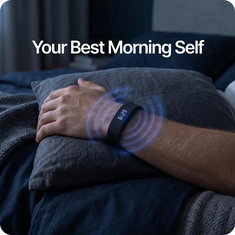 Silent Vibration Alarm Clock - Wrist-Worn Wake-Up Device for Heavy Sleepers, Avoids Disturbing Partners
