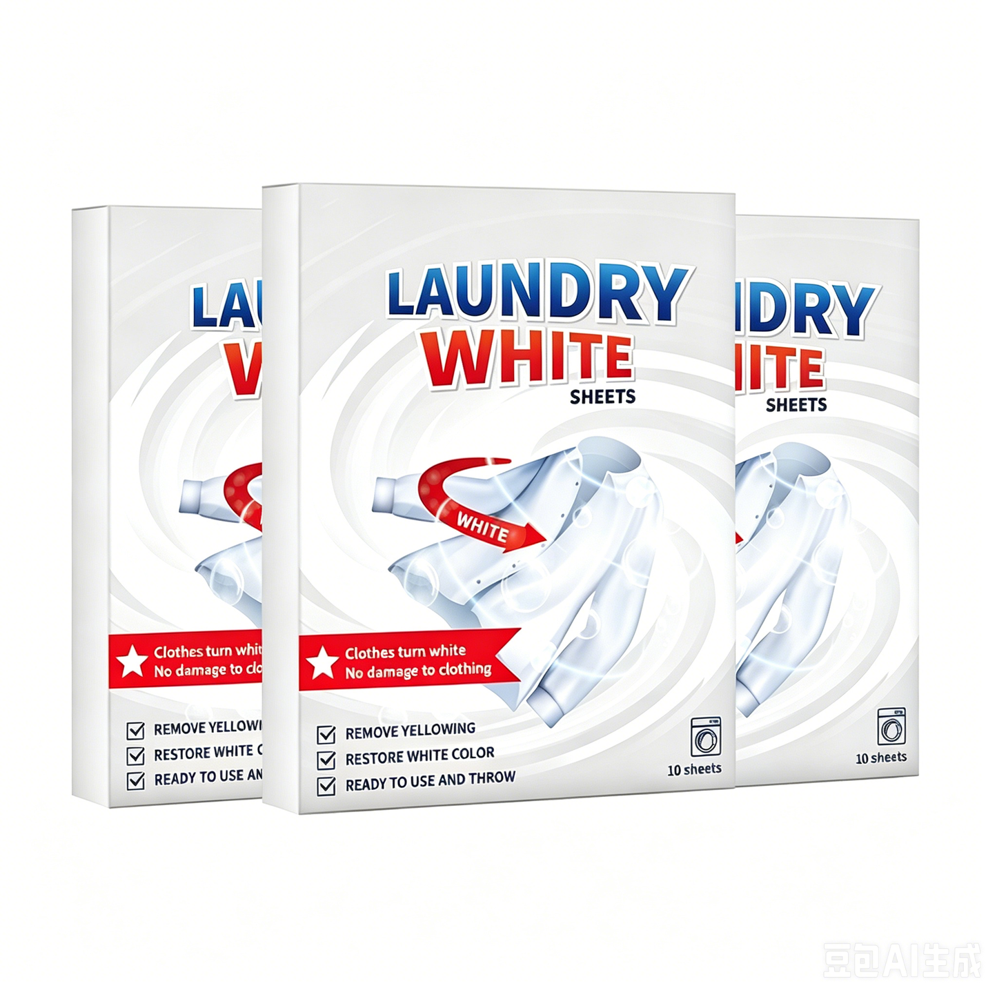 💥Deep Cleaning Laundry Whitening Sheets ✨Powerful Stain Remover Brightening Fabric Laundry Cleaning Sheets