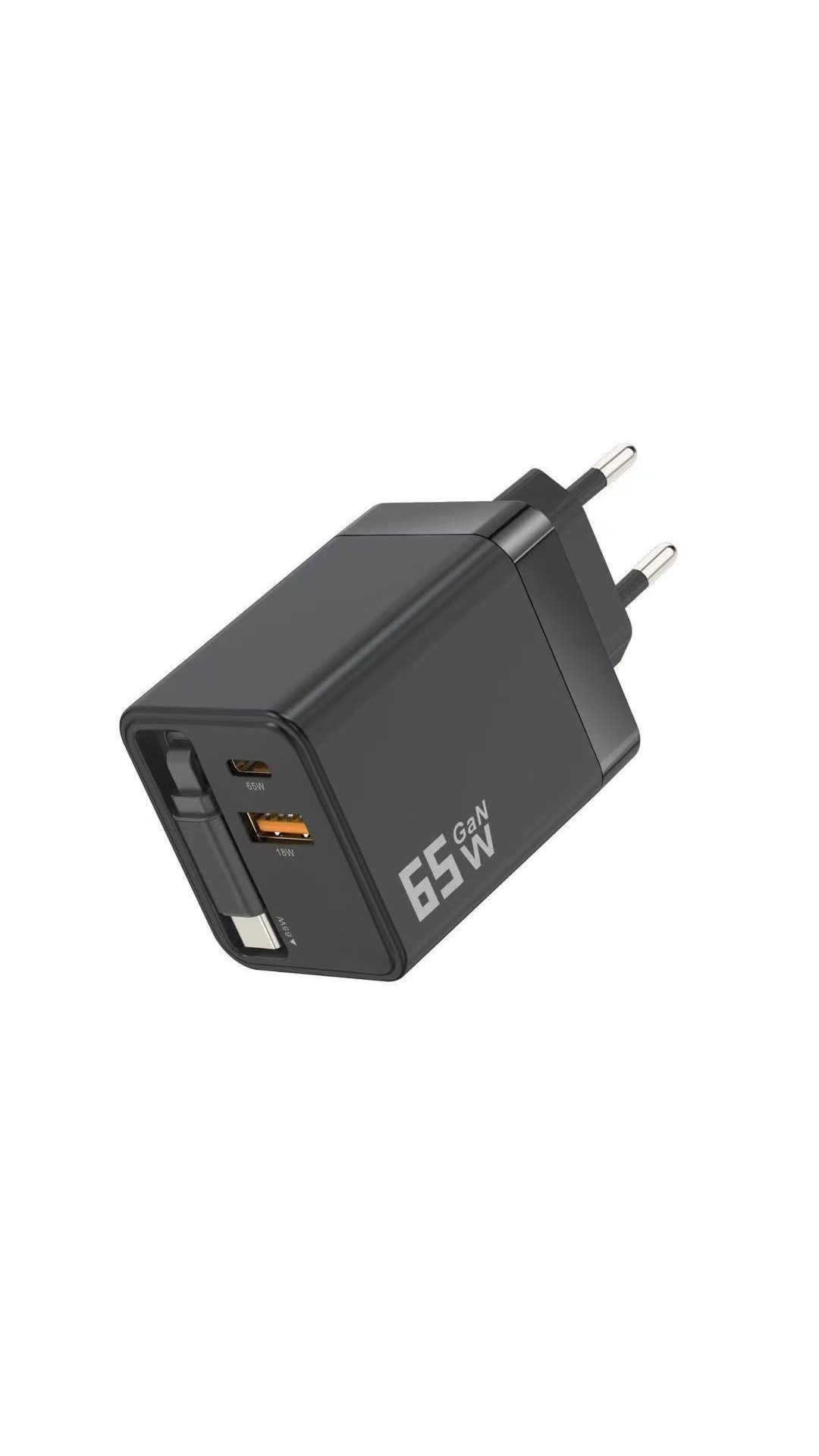 💥65W Fast Charging Phone Charger Block with Retractable 80cm Type-C Cable