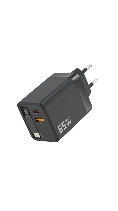 💥65W Fast Charging Phone Charger Block with Retractable 80cm Type-C Cable
