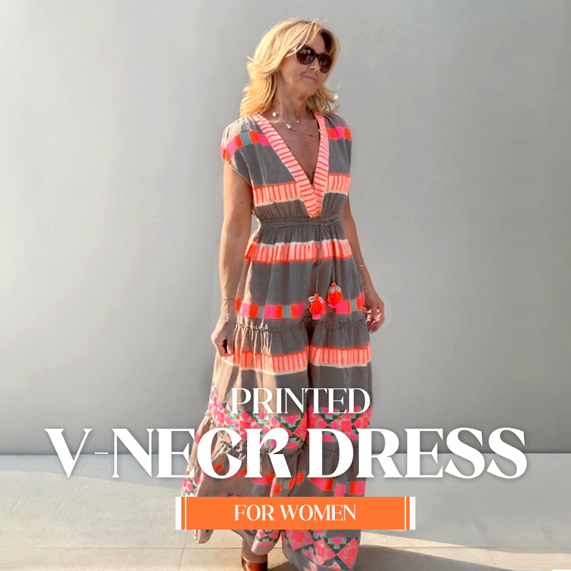 💕What should I wear tomorrow?💕Women's Loose V-Neck Vintage Stripe Pattern Sleeveless Dress