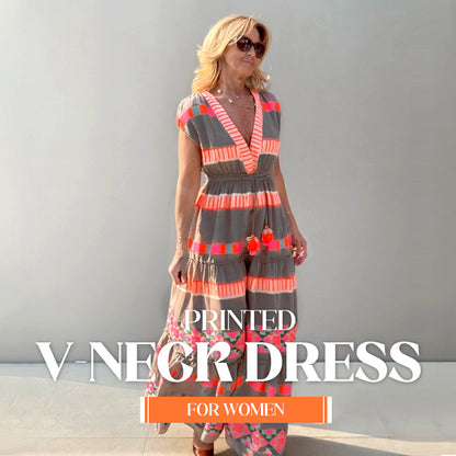 💕What should I wear tomorrow?💕Women's Loose V-Neck Vintage Stripe Pattern Sleeveless Dress