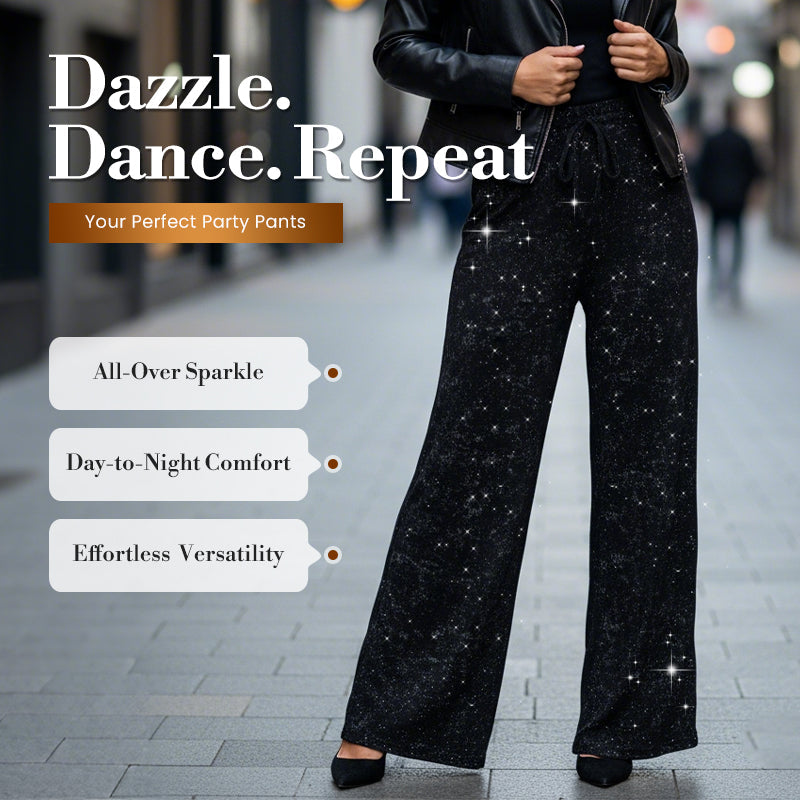 🥰Women's Sequin Sparkle Wide Leg Pants with Elastic Waistband