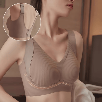 💕Subtle Striped Seamless Bra with W-Support – Comfort & Style!