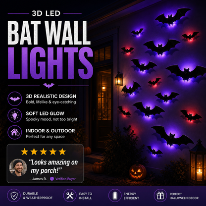 Halloween Bat Wall Stickers – No adhesive needed, peel & stick. Remove without residue – perfect for doors, windows & walls!