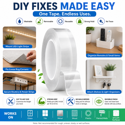 ⭐🔄Wash & Reuse Like Magic! Reusable Nano Grip Tape – Your Smart, Money-Saving Helper