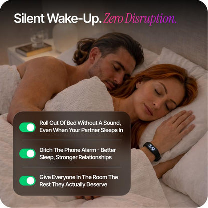 Silent Vibration Alarm Clock - Wrist-Worn Wake-Up Device for Heavy Sleepers, Avoids Disturbing Partners