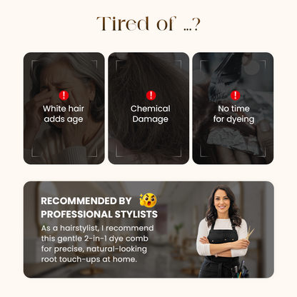 ✨ 2-IN-1 HAIR DYE COMB - Precision Application for Gray Coverage, Non-Drip Formula with Nourishing Argan Oil, 5 Min Processing Time✨