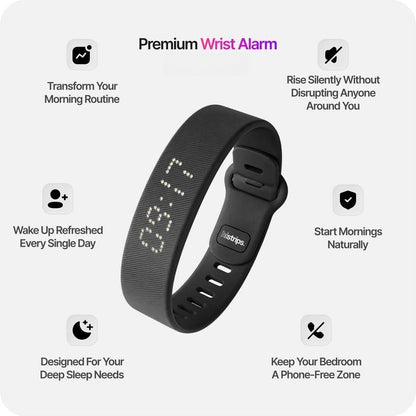 Silent Vibration Alarm Clock - Wrist-Worn Wake-Up Device for Heavy Sleepers, Avoids Disturbing Partners