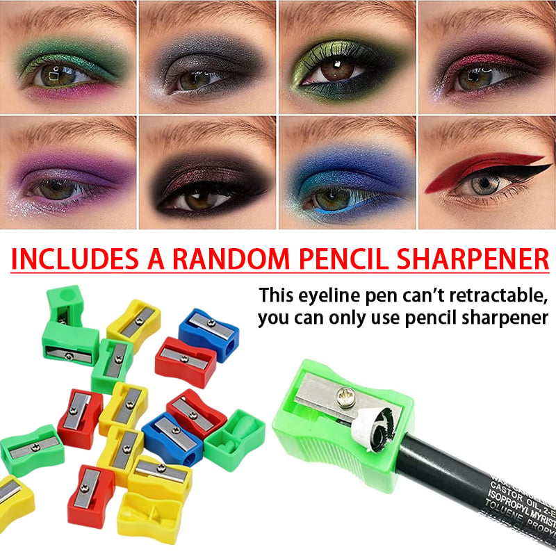 🌈14-Pack Waterproof Colored Gel Eyeliner Pencil – Metallic & Shimmer Finishes, Smudge-Proof（Pencil sharpener color is random）
